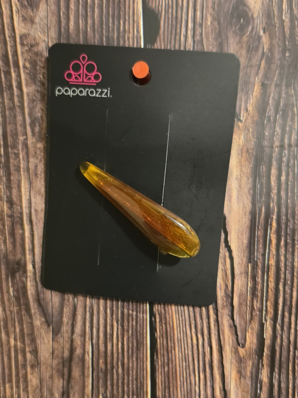 Paparazzi Amber Teardrop Acrylic Hair Clip - Yellow Brown Shine